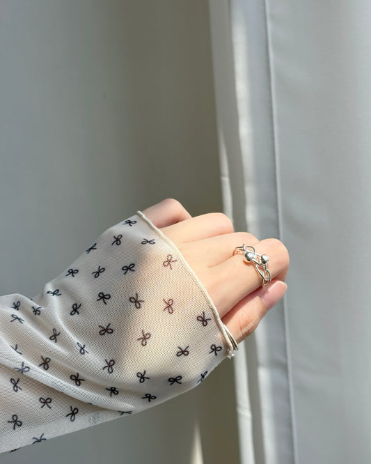 TP546 Ribbon Sheer Top - White | Pink | Black