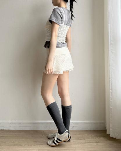 SK222 Floral Skirt - Ivory | Gray