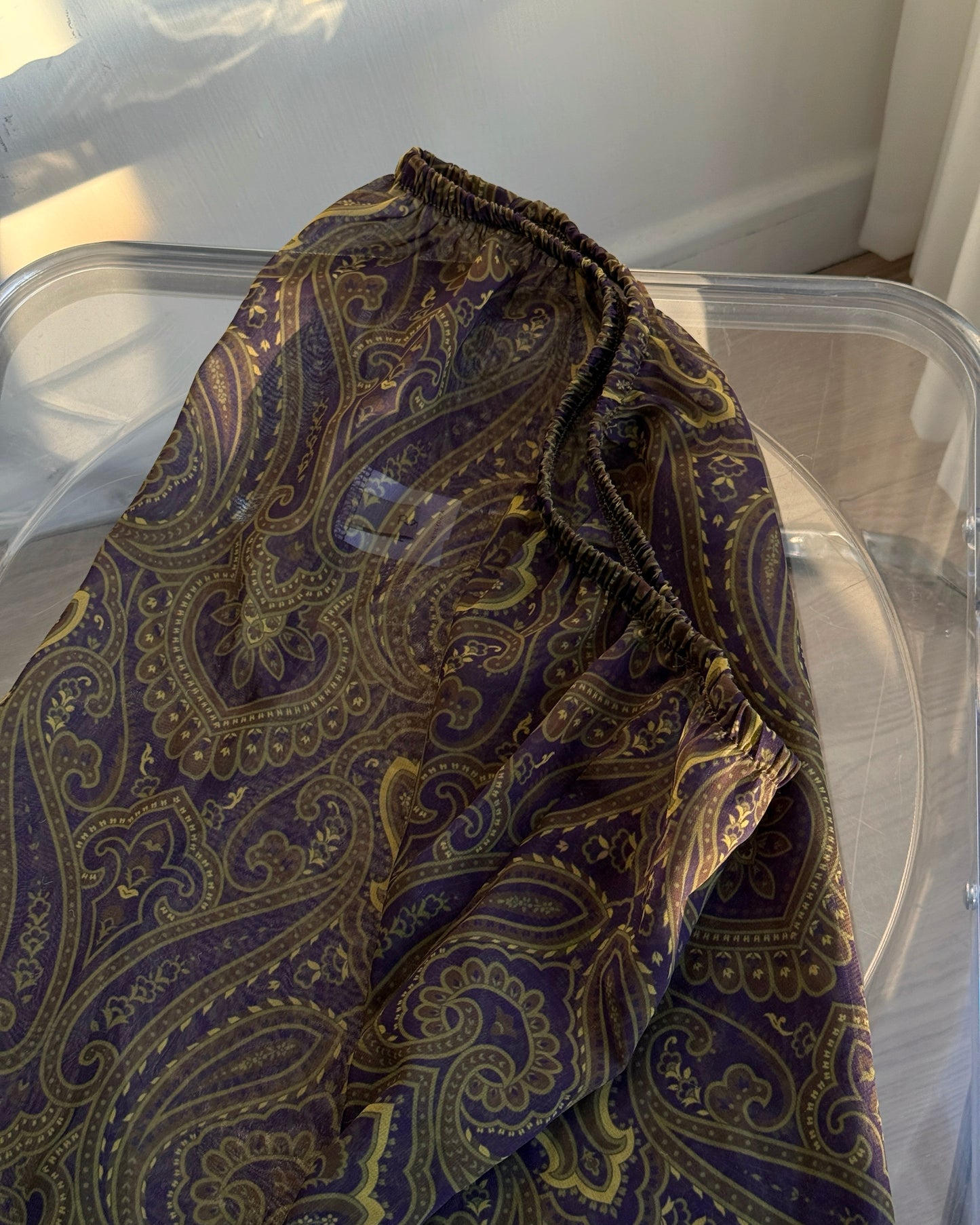 SK211 Paisley Chiffon Skirt - Khaki