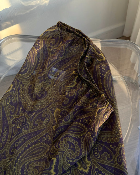 SK211 Paisley Chiffon Skirt - Khaki