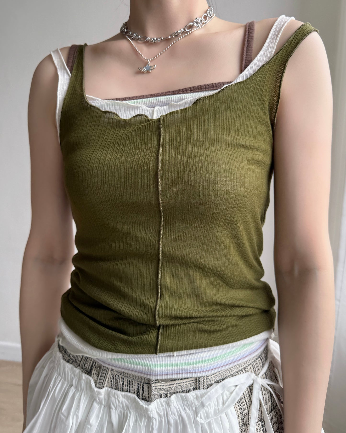 VT293 Striped Vest - Green | Navy