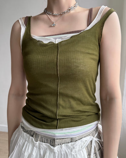VT293 Striped Vest - Green | Navy