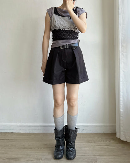 SP021 Roll-up Shorts - White | Black
