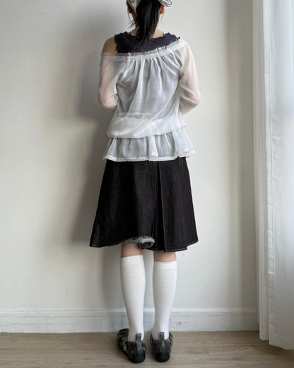 TP576 Sheer Top - White | Black