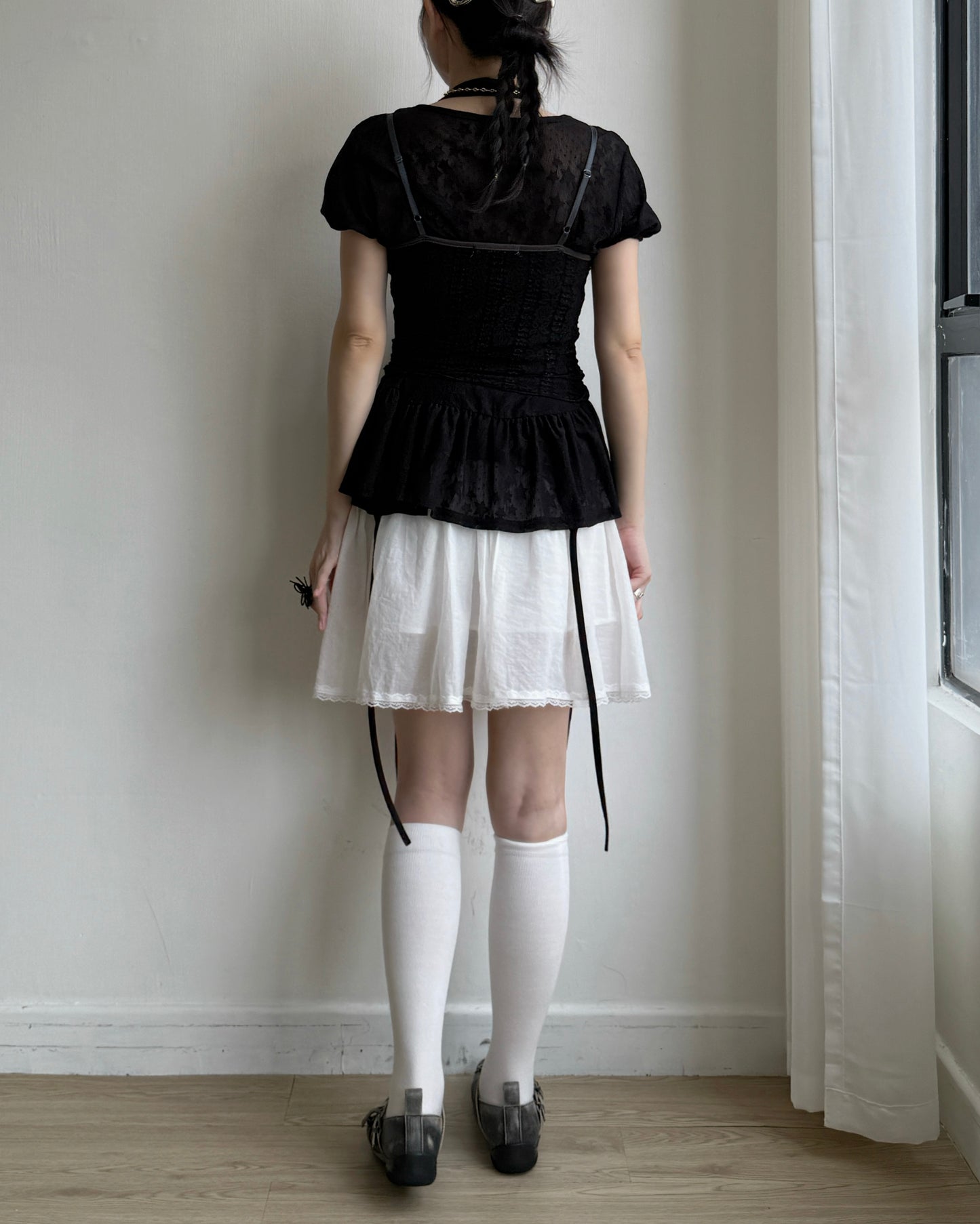 TP595 Star Sheer Blouse - White | Black