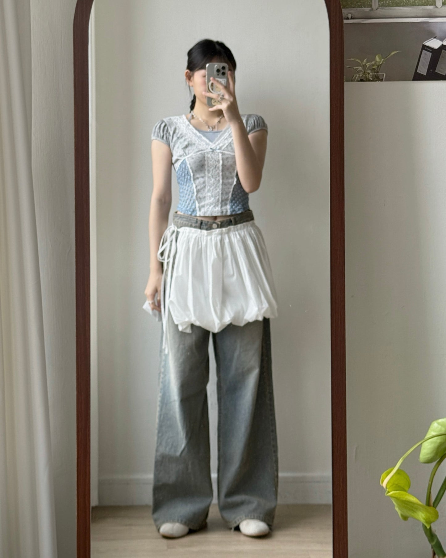 SK221 Balloon Skirt - White | Black | Gray