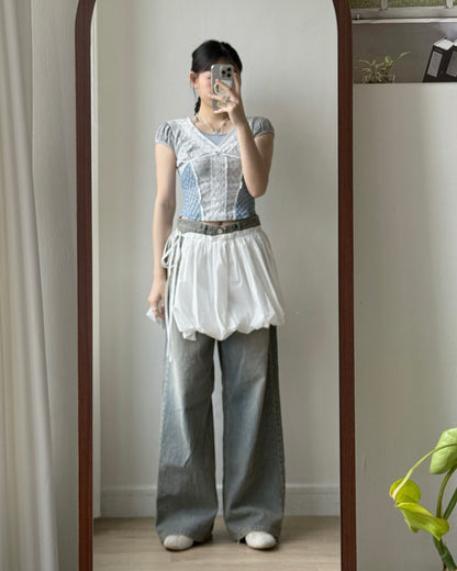 SK221 Balloon Skirt - White | Black | Gray