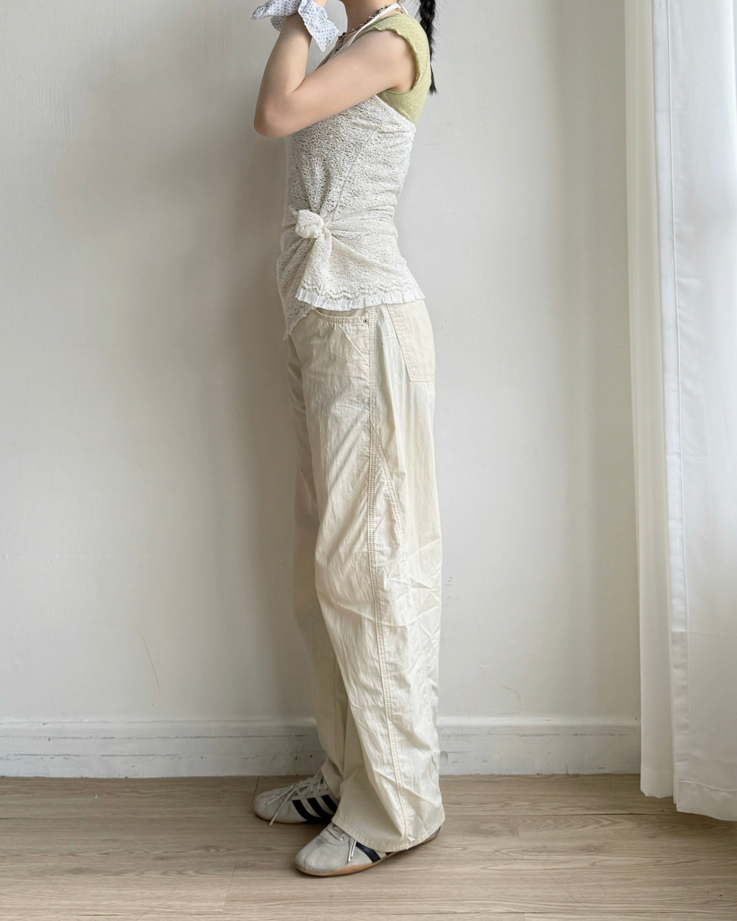 VT308 Halter Neck Top - Ivory | Green