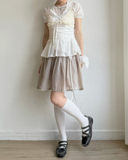 TP595 Star Sheer Blouse - White | Black