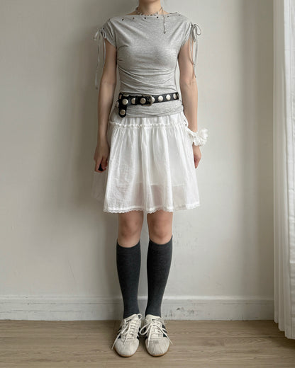 TP591 Eyelet Boat Neck Top - White | Gray | Black