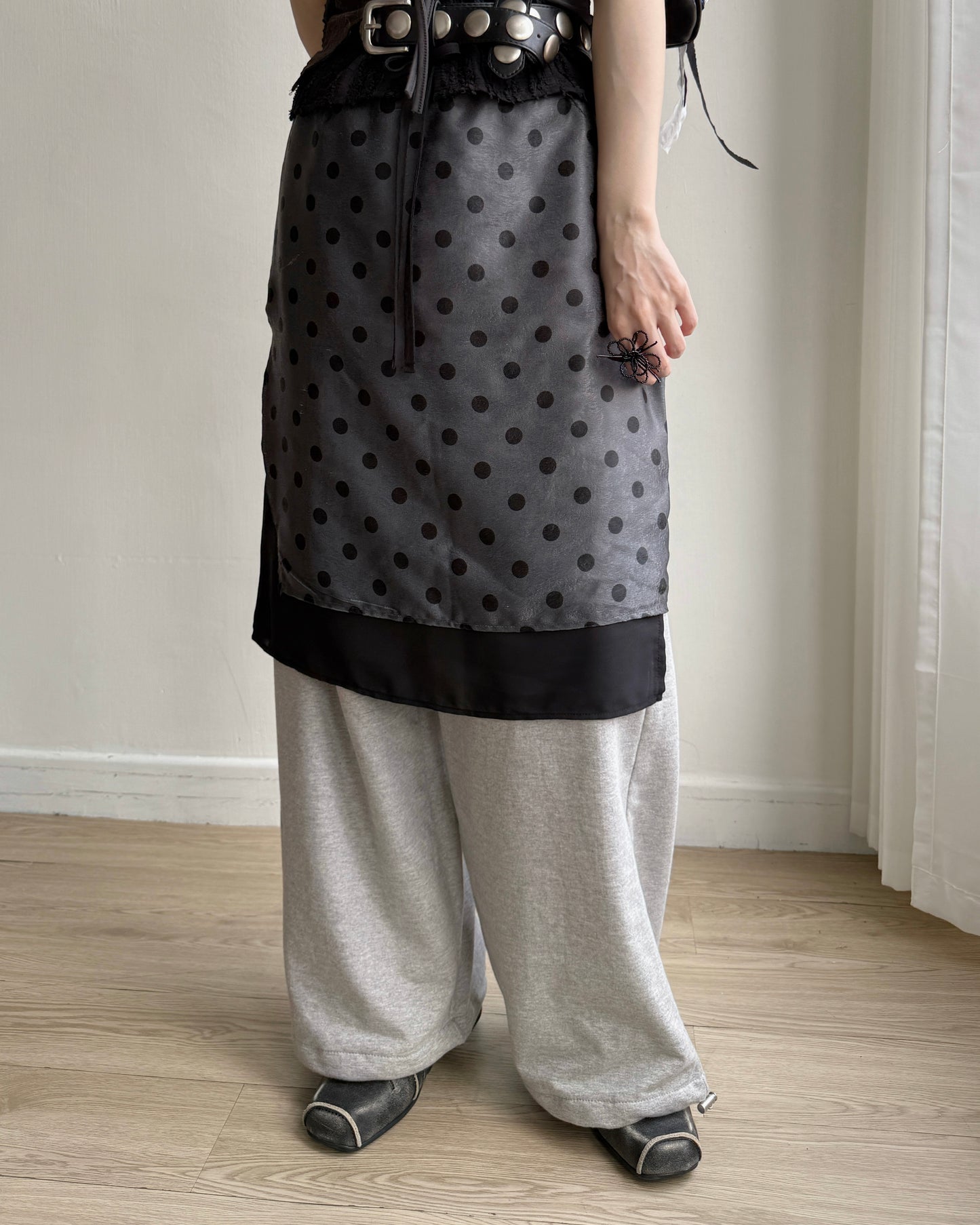 SK219 DotDot Skirt - Skyblue | Charcoal