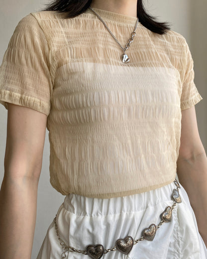TP516 Sheer Top - White | Beige | Black