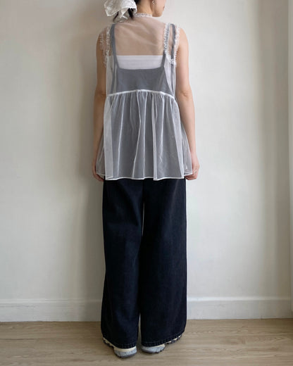 DS275 Unbalanced Overalls Denim Pants
