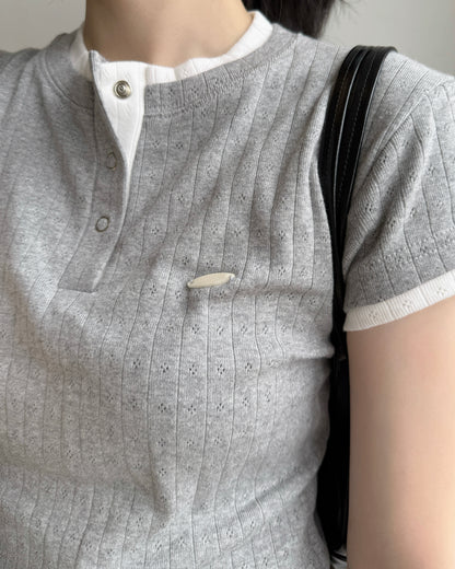 TP590 Layer QQ Top - Gray | White
