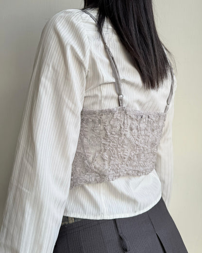 VT281 Lace Frill Vest - Ivory | Gray | Black