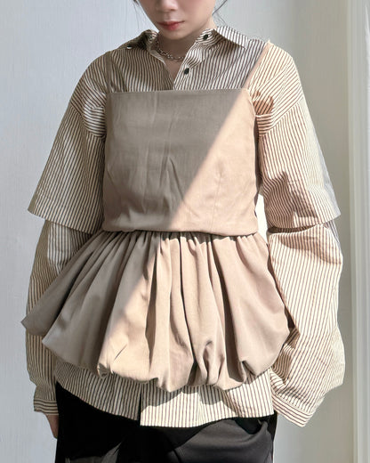 TP551 Layered Shirt - Beige | Navy