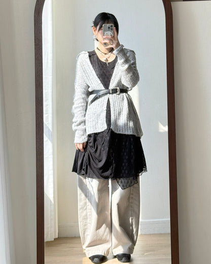 CD058 Fleur Cardigan - Gray | Pink