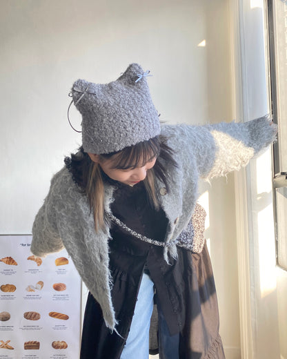 現貨 KA304 Ribbon Cat Hat - Ivory | Gray | Black