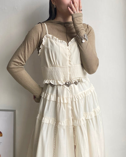DS257 Ruffle Button OPS - Ivory | Black