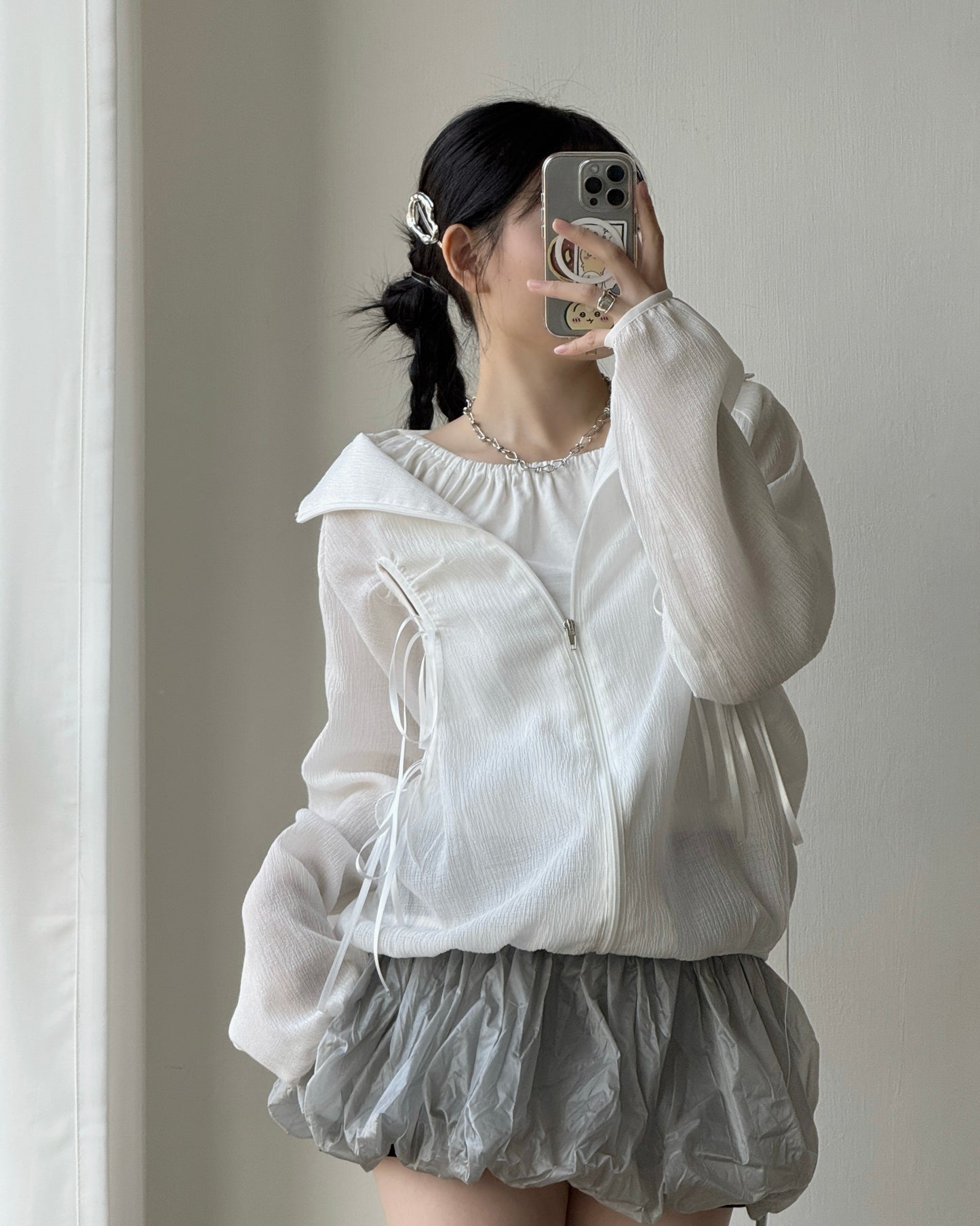 SK221 Balloon Skirt - White | Black | Gray