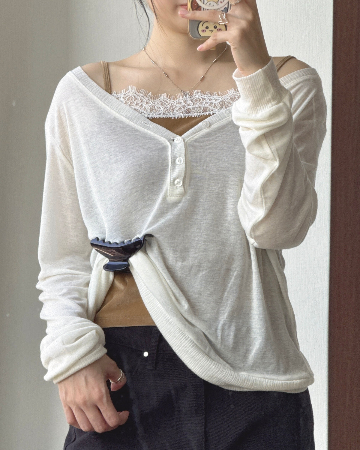 VT334 Velvet Lace Camisole - Camel | Ivory | Skyblue | Black