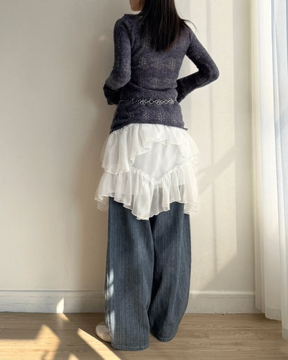 SK210 Cancan Skirt - White | Mocha