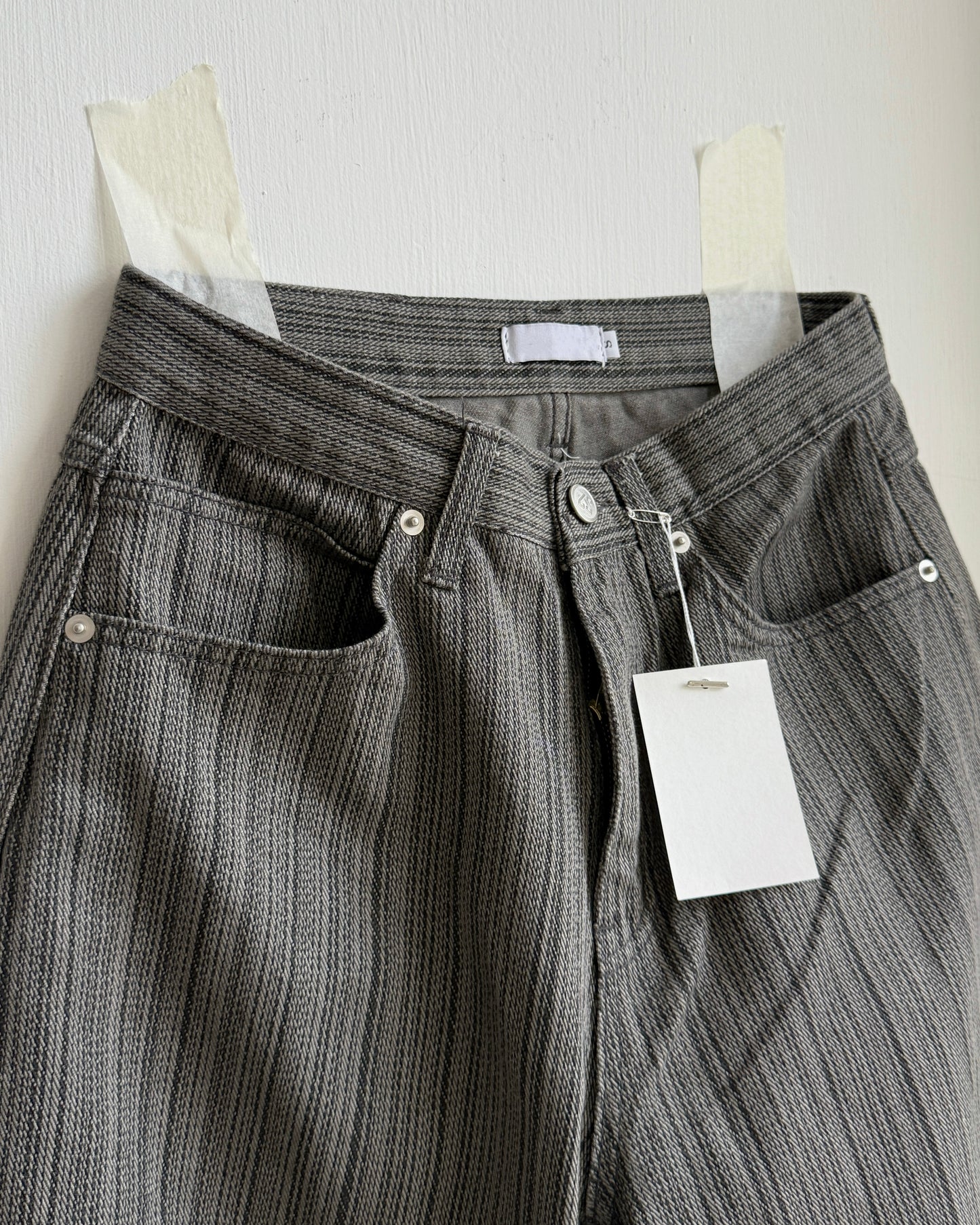 PT083 Striped Cotton Pants - Ivory | Navy