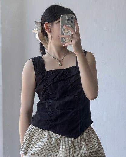 SK197 Check Balloon Skirt - Ivory | Black
