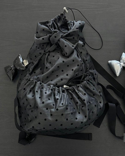 BG032 Polka Dot Backpack - Navy | Drak Gray