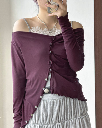 TP618 Button Cardigan - Red | Ivory | Plum | Charcoal | Black
