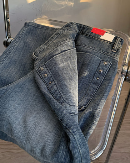JN063 [ OOTJ ] Vintage Mid-Wash Wide Jeans