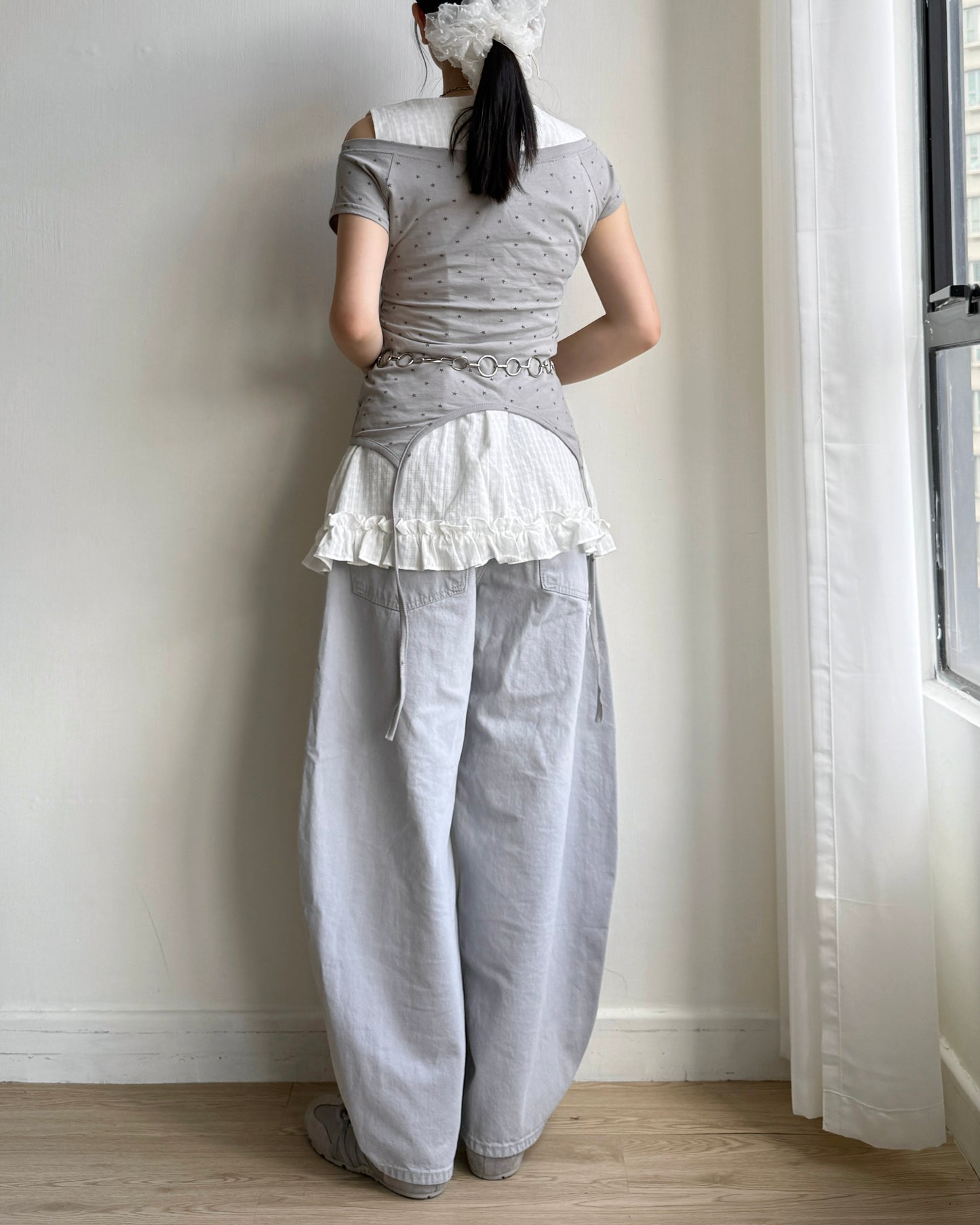 TP543 Star Shirring Top - White | Gray | Black