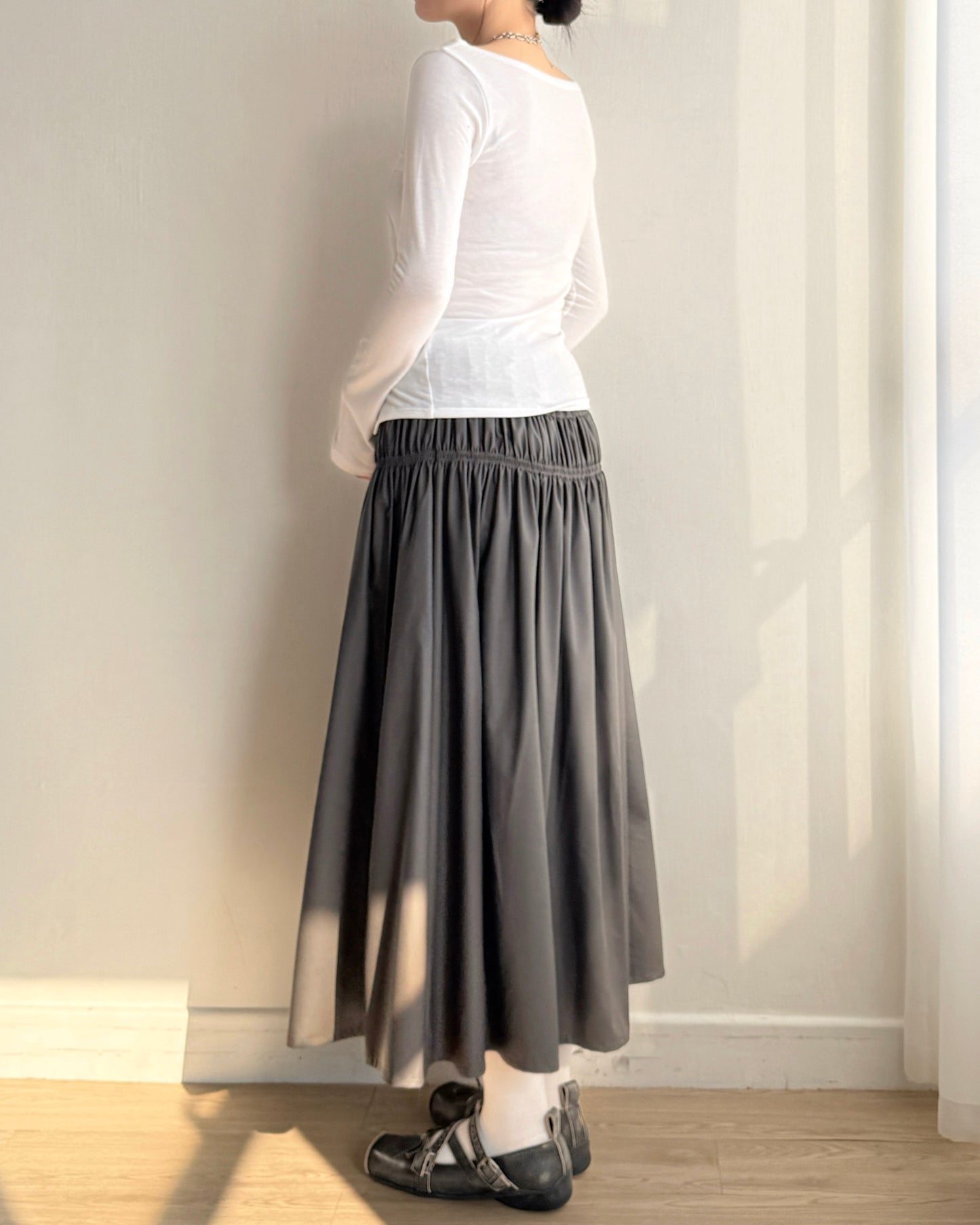 SK212 Maren Skirt - Beige | Charcoal