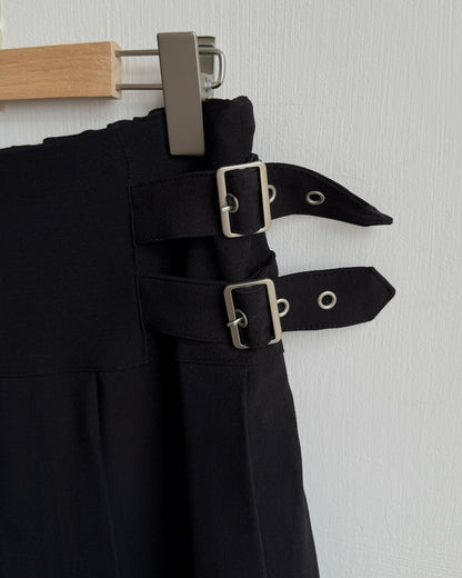 PT082 Buckle Skirt Pants - Black | Stripes