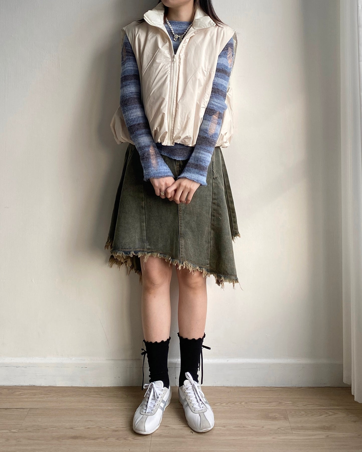 SK181 Irregular Ruffle Skirt - Gray | Black