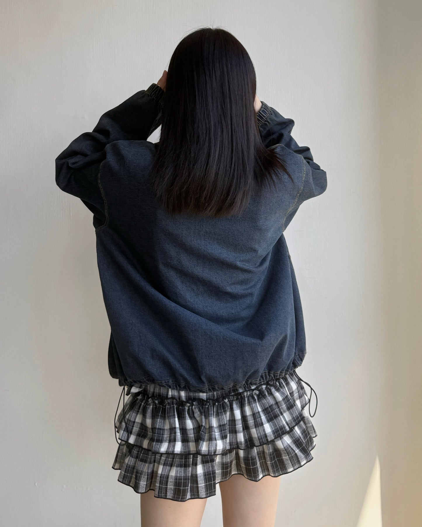 🍂早鳥限定優惠 JK040 Denim String Zip-up Jacket - Navy | Black