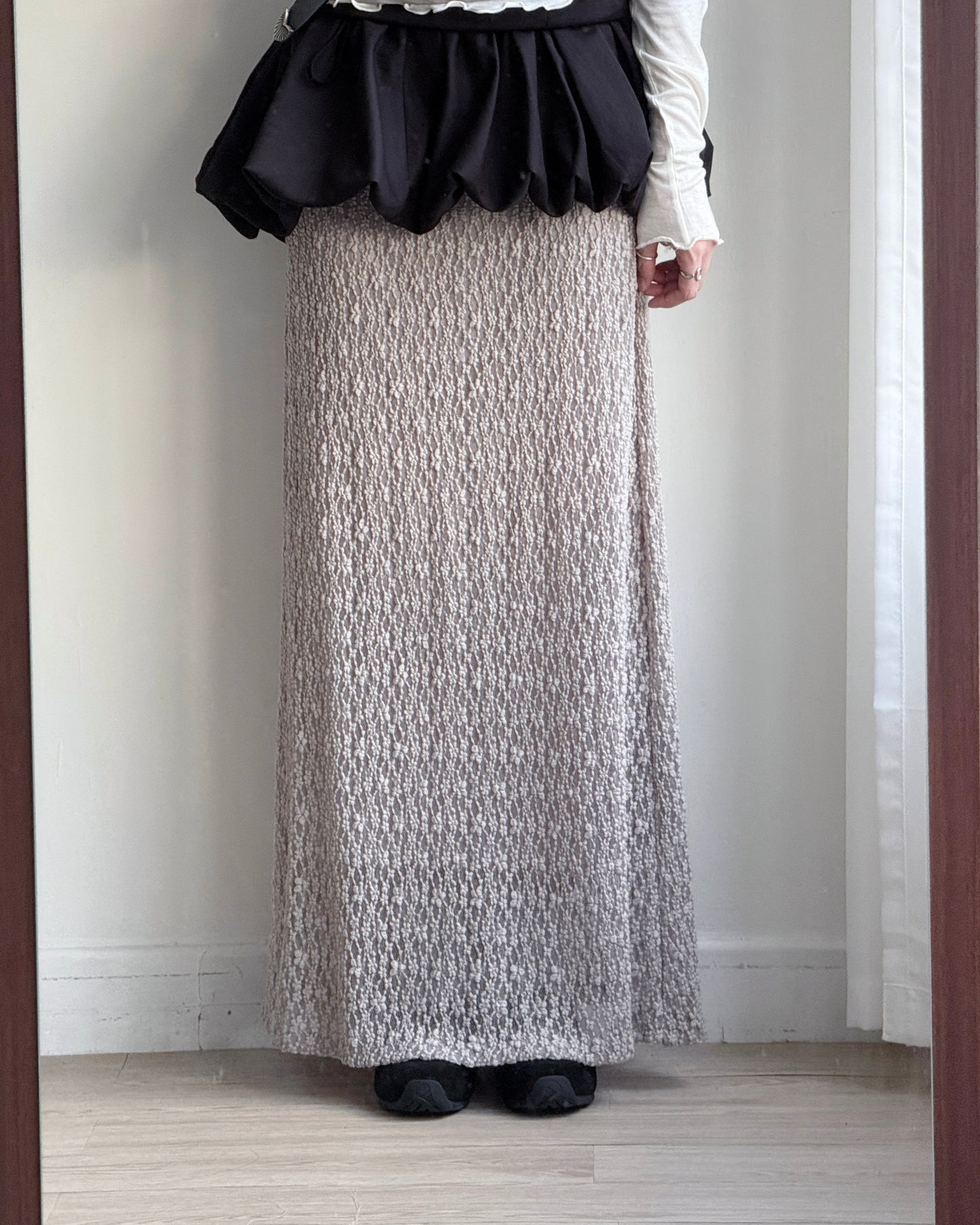 SK204 Lace Maxi Skirt - Brick | Gray
