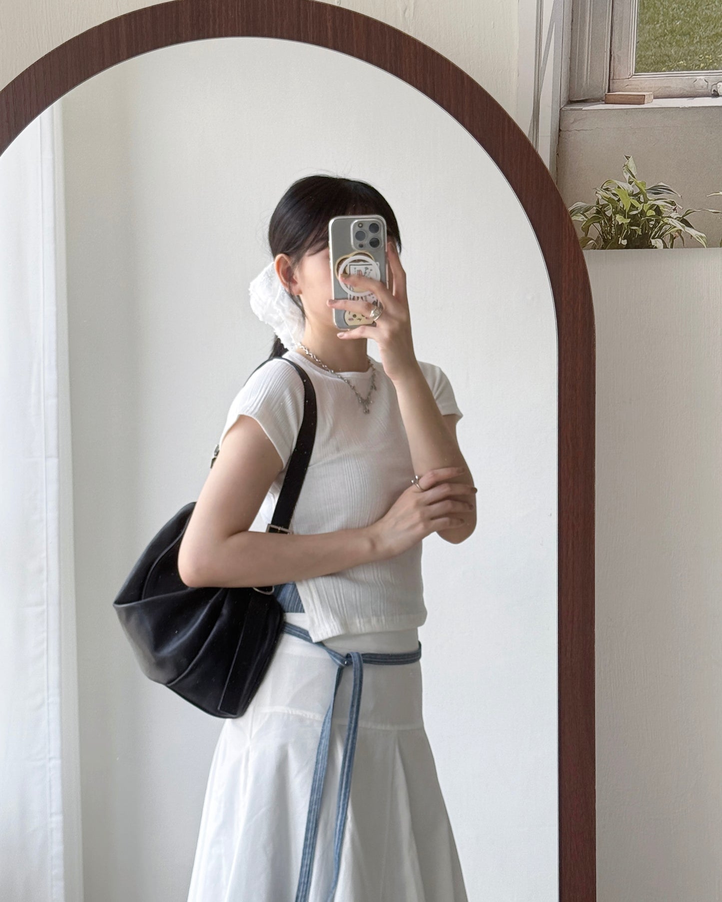Preorder - BG032 Folding Shoulder Bag - Black | Beige