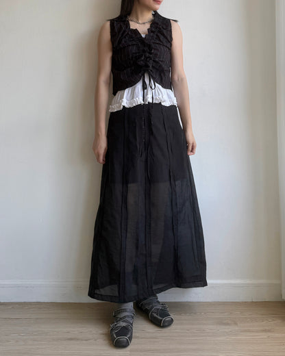 VT251 Sunny Vest Blouse - Ivory | Black