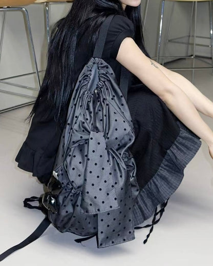 BG032 Polka Dot Backpack - Navy | Drak Gray