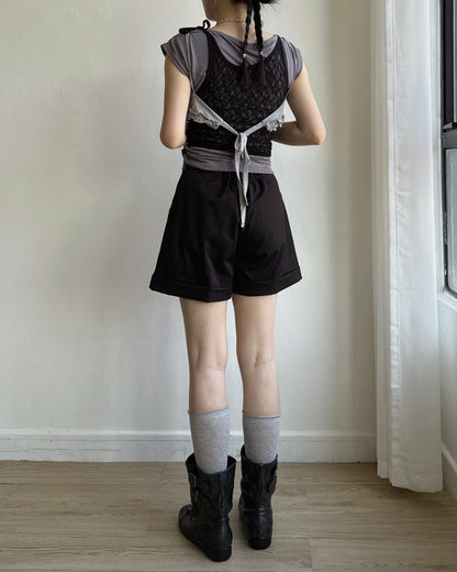 VT323 Ruffle Mini Vest - White | Gray