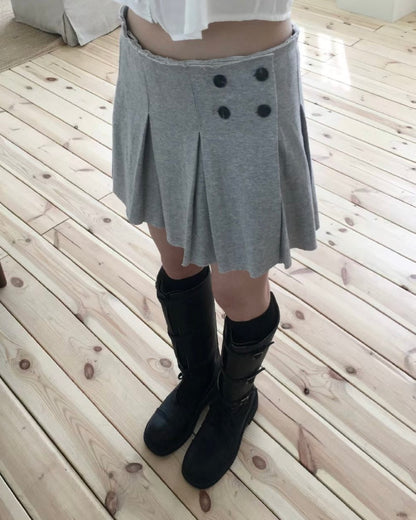SK220 Pleated Skirt - Gray | Black