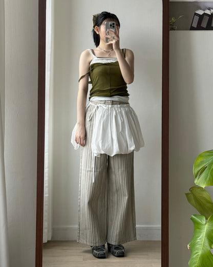 PT083 Striped Cotton Pants - Ivory | Navy
