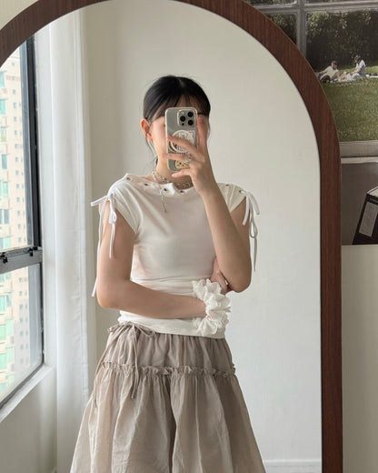 TP591 Eyelet Boat Neck Top - White | Gray | Black