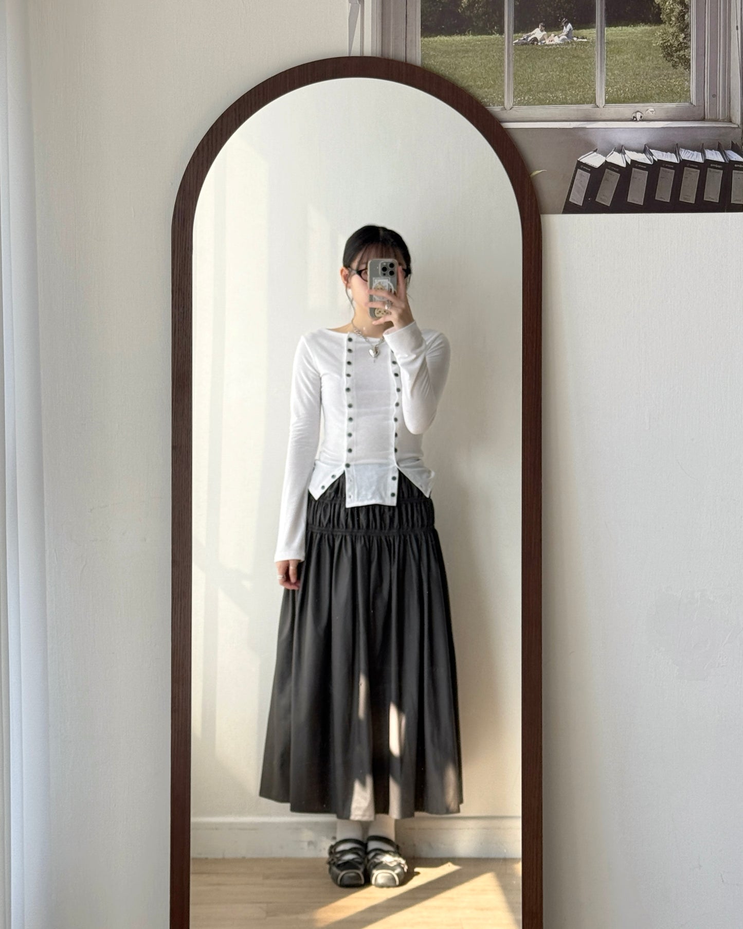 SK212 Maren Skirt - Beige | Charcoal