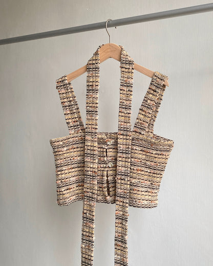 現貨 VT227 Stripe Vest - Beige | Navy