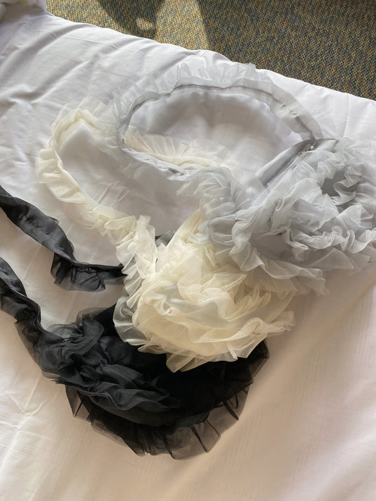 現貨 BG031 Ruffle Soft Bag - Gray | Ivory | Black