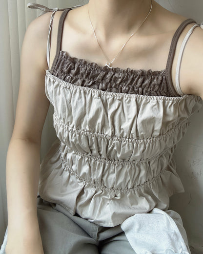 VT321 Lace Vest - Green | Brown | White
