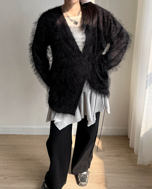 JK045 Hairy Jacket - Black | Gray