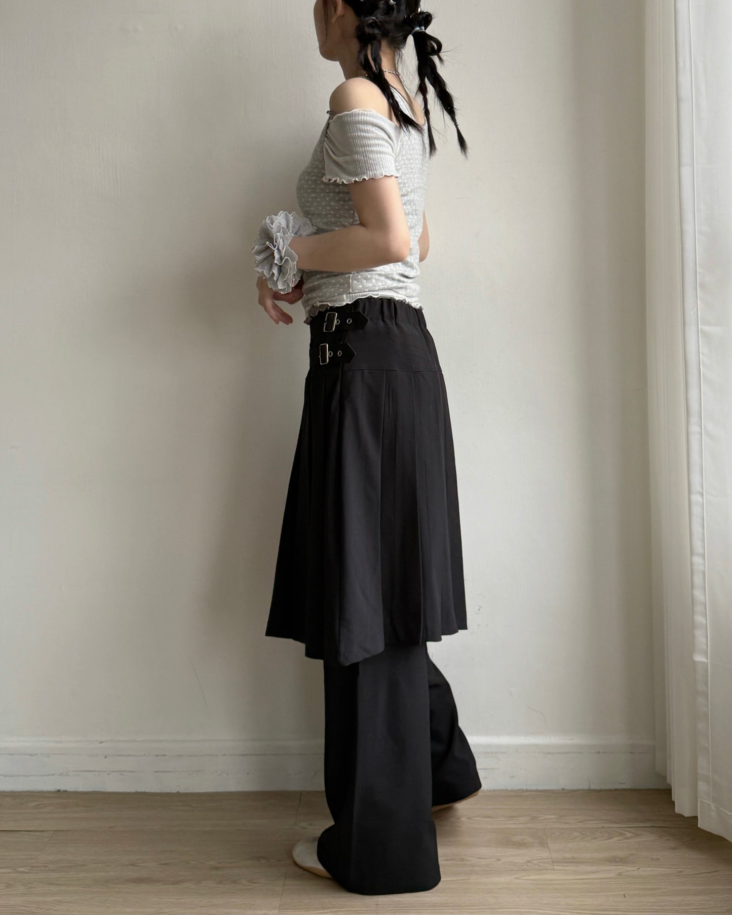 TP581 Ribbed Frill Sleeveless - Blue | White | Charcoal | Gray